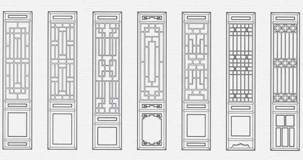 赣县常用中式仿古花窗图案隔断设计图