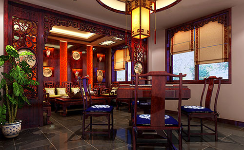 赣县古典中式风格茶楼包间设计装修效果图